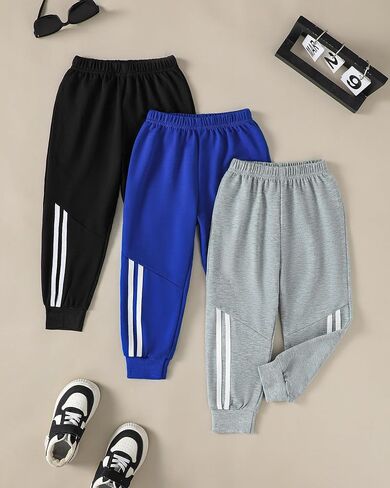 Boys Pants Toddler Kids Boys Sweatpants 3 Pack Elastic Waist Joggers Athletic Pants 3T 4T 5T Size 6 7 in Kuwait