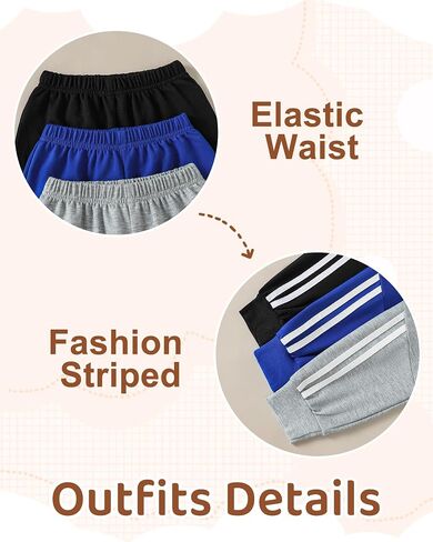 Boys Pants Toddler Kids Boys Sweatpants 3 Pack Elastic Waist Joggers Athletic Pants 3T 4T 5T Size 6 7 in Kuwait
