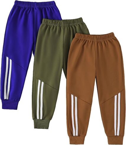 Boys Pants Toddler Kids Boys Sweatpants 3 Pack Elastic Waist Joggers Athletic Pants 3T 4T 5T Size 6 7 in Kuwait