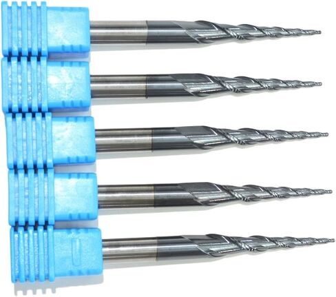 5pcs-r0.5*D6*30.5*75L ، HRC55 TUNGSTEN CARBIDE TIALN المطلي بالمطاحن المغطاة بالمفبعة المغطاة ، بتات وقطع مخروطية ، بتات خشبية in Saudi Arabia