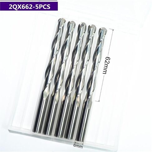 6mm*62mm,5pcs, 2 Flutes Ball Head End Mill,CNC milling Cutter,Solid Carbide Woodworking Relief Bit,Wood Cutter in Kuwait