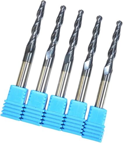 5PCS,R2.0*D6*30.5 * 75L,HRC55 Tungsten Solid Carbide TiALN Coated Taper Ball Nose End Mill,Taper and Cone Bit,Wood in Saudi Arabia