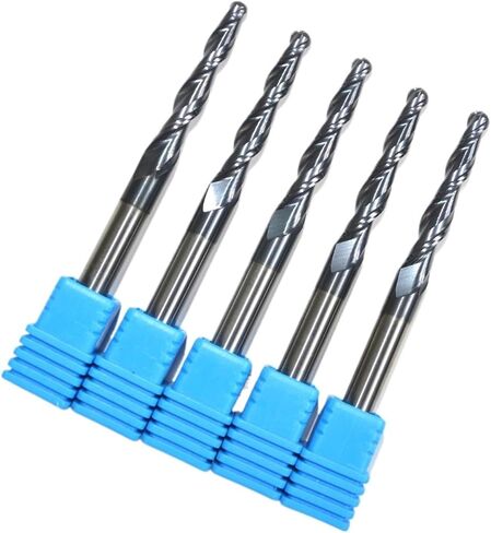 5PCS,R2.0*D6*30.5 * 75L,HRC55 Tungsten Solid Carbide TiALN Coated Taper Ball Nose End Mill,Taper and Cone Bit,Wood in Saudi Arabia