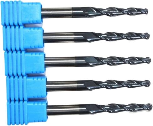 5PCS,R2.0*D6*30.5 * 75L,HRC55 Tungsten Solid Carbide TiALN Coated Taper Ball Nose End Mill,Taper and Cone Bit,Wood in Saudi Arabia