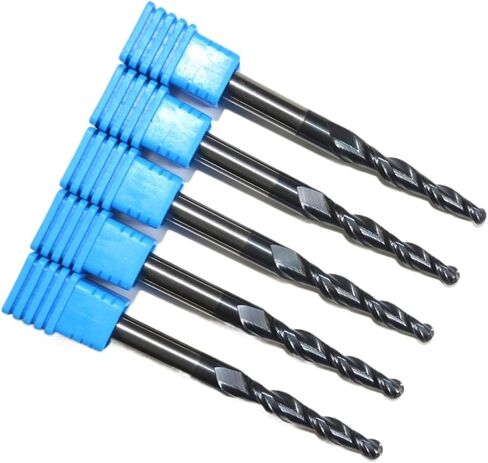 5PCS,R2.0*D6*30.5 * 75L,HRC55 Tungsten Solid Carbide TiALN Coated Taper Ball Nose End Mill,Taper and Cone Bit,Wood in Saudi Arabia