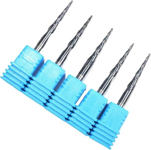 -10PCS,R0.5*D4*20.5 * 50L,HRC55 Tungsten Solid Carbide TiALN Coated Taper Ball Nose End Mills,Taper and Cone Bit,Wood in Saudi Arabia