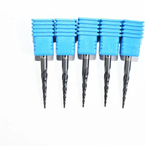 -10PCS,R0.5*D4*20.5 * 50L,HRC55 Tungsten Solid Carbide TiALN Coated Taper Ball Nose End Mills,Taper and Cone Bit,Wood in Saudi Arabia