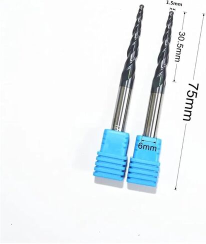 HRC55 Solid Carbide D6*R1*30.5 * 75L TiALN Coated Taper Ball Nose End Mill,Cone milling Cutter,Spherical Woodworking Router bit(1PCS) in Saudi Arabia