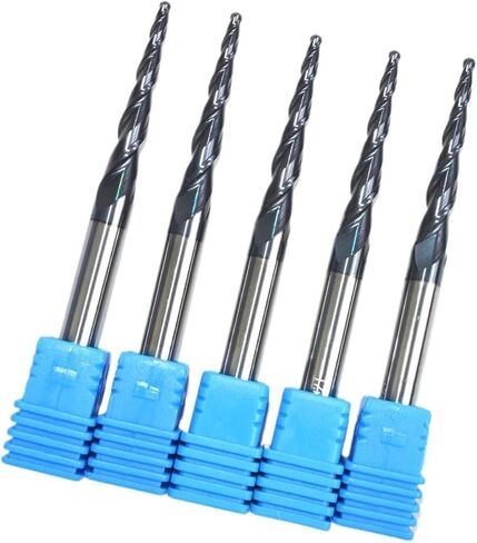 HRC55 Solid Carbide D6*R1*30.5 * 75L TiALN Coated Taper Ball Nose End Mill,Cone milling Cutter,Spherical Woodworking Router bit(1PCS) in Saudi Arabia