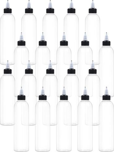 20 Pcs 8oz Plastic Squeeze Bottles with Twist Top Cap, 250ml Clear Dispensing Bottles, Empty Squirt Bottle for Liquids, Sauces, Arts, Crafts, Travel in Kuwait