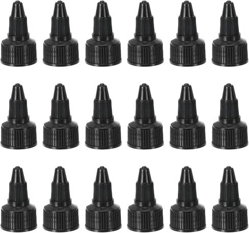 PATIKIL 20/410 Twist Bottle Caps, 18 Pcs Plastic Ribbed Edge Squeeze Bottle Replacement Caps with Foam Gasket for Paint Lids Glue Dispensing, Black in Kuwait
