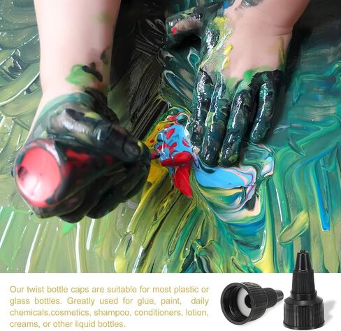 PATIKIL 20/410 Twist Bottle Caps, 18 Pcs Plastic Ribbed Edge Squeeze Bottle Replacement Caps with Foam Gasket for Paint Lids Glue Dispensing, Black in Saudi Arabia