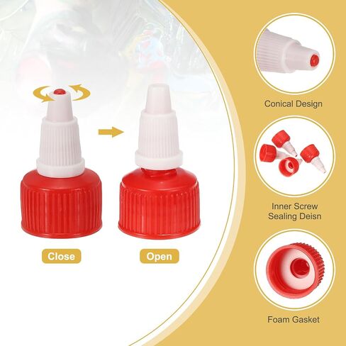 PATIKIL 20/410 Twist Bottle Caps, 18 Pcs Plastic Ribbed Edge Squeeze Bottle Replacement Caps with Foam Gasket for Paint Lids Glue Dispensing, Black in Kuwait