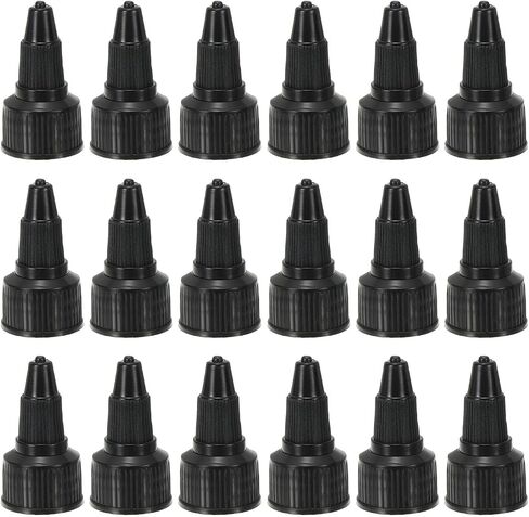 PATIKIL 20/410 Twist Bottle Caps, 18 Pcs Plastic Ribbed Edge Squeeze Bottle Replacement Caps with Foam Gasket for Paint Lids Glue Dispensing, Black in Saudi Arabia