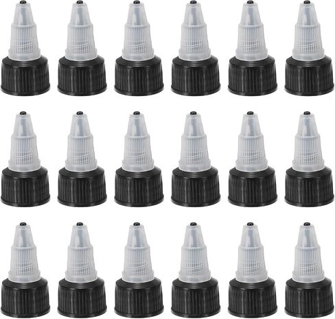 PATIKIL 20/410 Twist Bottle Caps, 18 Pcs Plastic Ribbed Edge Squeeze Bottle Replacement Caps with Foam Gasket for Paint Lids Glue Dispensing, Black in Kuwait