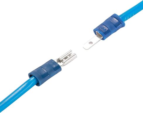 HKS 150PCS/75Pairs Blue Male & Female Vinyl Insulated Spade Connectors, 16-14 AWG (1.5-2.0 mm²) Quick Disconnect Terminals, 4.8 mm (3/16") PVC-Sleeved Tinned Brass Wire Connectors Kit in Saudi Arabia