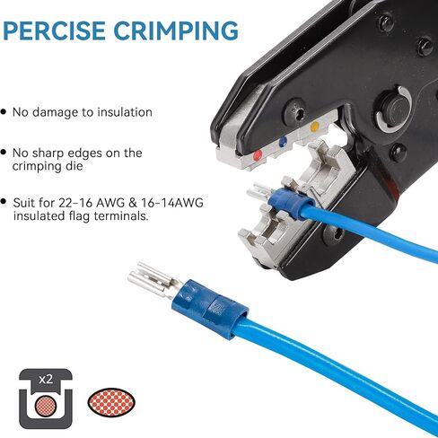 HKS 150PCS/75Pairs Blue Male & Female Vinyl Insulated Spade Connectors, 16-14 AWG (1.5-2.0 mm²) Quick Disconnect Terminals, 4.8 mm (3/16") PVC-Sleeved Tinned Brass Wire Connectors Kit in Saudi Arabia