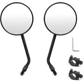Heran Retro Round Motorcycle Mirror 4" Round Classic Anti-glare Motorcycle Rearview Mirror Compatible with Most Yama-ha Suzuk1 Kawasak1 Chopper Bobber Custom Motorcycles (Round)