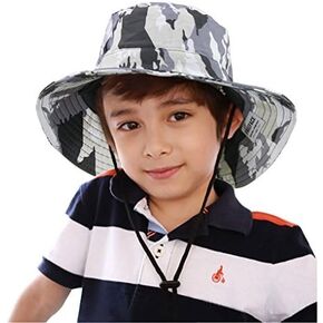 Kids Toddler Girls Boys Camo Bucket Hat Anti-UV Sun Protection Foldable Cotton Boonie Hat Holiday School Picnic Beach Travel Flat Sun Hat 1-4 Yrs