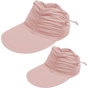 2Pcs Parent-Child Sun Hat,Women Empty Top Sun Visor Hat, UV Protection Wide Brim Visors for Mother&Baby Boys Girls Back Tie