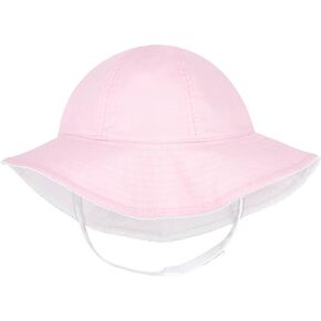 Wee Ones Baby Girls' and Boys' Reversible Summer Ready Sun Hats, Add-A-Bow Option, Moonstitch or Plain Brims
