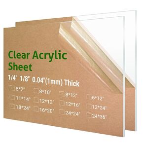 2 Pieces 11 x 14" Clear Acrylic Sheet Plexiglass - 1/8"(3mm) Thick, Use for Craft Projects, Signs, DIY Projects and More; Cut with Saw or Hand Tools, No Laser Cut