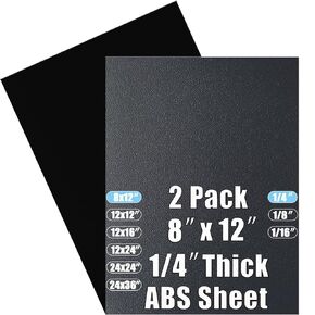 ABS Plastic Sheet 1/4 Inch Thick 12" x 24" (2-Pack),Two-Sided Heat Moldable Panel (Thermoplastic Textured Front & Smooth Back), Black Thermoform Board Great for DIY Projects, Decor, Handcrafts