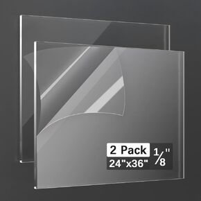 Tatub 2 Pack 1/8" Thick 16"x20" Clear Plexiglass Sheet, 3mm Acrylic Sheets for DIY Craft Projects, Cut to Size Acrylic Glass Sheets Signs, Plexi Glass Panel Acrylic Board for Laser Cutting in Kuwait