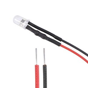 uxcell 10Pcs DC 6V 5mm Pre Wired LED, Flashing Bi-Color (Red&Blue Changing) Light Round Top Clear Lens, Light Emitting Diodes with Edge
