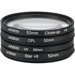 Andoer 52mm CPL+Close-Up+4 +Star 8-Point Filter Circular Filter Kit Circular Polarizer Filter Macro Close-Up Star 8-Point Filter with Bag for Nikon Pentax Sony DSLR Camera