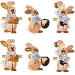 Easter Bunny Napkin Rings Set of 6 Rabbit Napkin Ring Holders Gold Napkin Rings for Easter Party Banquet Dinner Wedding Spring Table Decoration