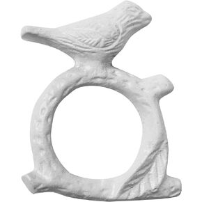 Handmade Aluminium Metal Napkin Rings Set of 12 - Napkin Holder for Dinning Table Parties Everyday - Songbird Bird on Tree Branch, Pack of 12