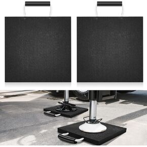 2 Pcs Rv Jack Blocks Pads Stabilizing Outrigger Pads Rv Leveling Pads 12 x 12 x 1 Inches Stackable Waterproof Handle for Tow, Service Truck, Trailer, Crane, Wrecker Landing Gear, Black