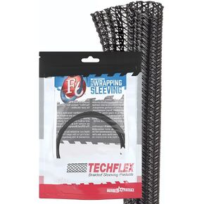 TechFlex 1/2" Split F6 Braided Cable Sleeving Wrap, Split Loom (5FT) F6N0.50BK-5