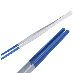 Scientific PVC-Tipped Thumb Tweezer Forceps, Stainless Steel, Straight, 6"
