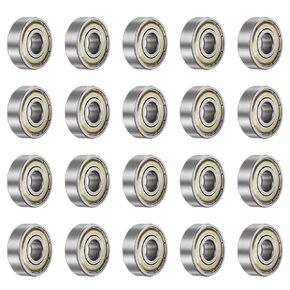 uxcell 100pcs 608ZZ Deep Groove Ball Bearings 8mm Bore 22mm OD 7mm Thick Carbon Steel Double Shielded ABEC1 Z1 Bearing for Motors