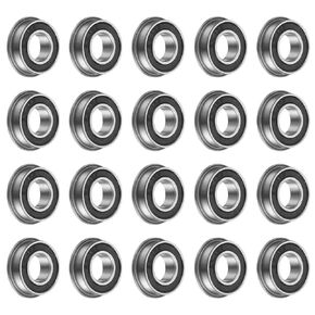 uxcell F6001-2RS Flanged Ball Bearing, 10pcs 12x28x8mm Chrome Steel Double Sealed ABEC1 Flange Bearings