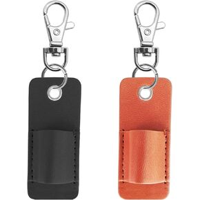 2 Pieces Lanyard Pen Holder, Pen Holder Lanyard Pen Holder for Clipboard with Metal Clip PU Leather Exquisite Workmanship Anti-Lost Leather Pen Holder for Badge Clipboard (Black and Brown)