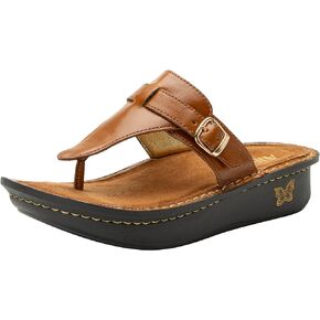 Alegria Womens Kennedi - Leather Thong Adjustable Slide Sandal - Timeless Comfort, Arch Support and Stylish Women's Shoe for Everyday Elegance and Slip-Resistant - Nursing and Healthcare Professionals