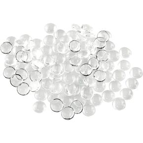 Glass Cabochon 100PCS 10mm Flatback Clear Glass Domed Cabochons Transparent Round Cover Dome Tiles for Earring Necklace Pendant Ring Keychain Cameo Pendants DIY Craft Jewelry Making