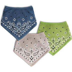 Hipsterkid Baby Bibs for Boys & Girls - 3-Pack of Baby Bandana Bibs for Infants & Toddlers - Cotton Drool Bibs