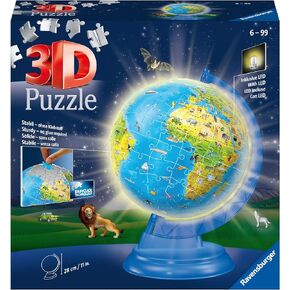 Ravensburger Children’s Globe Night Edition 180 Piece 3D Jigsaw Puzzle for Kids - 11288 - Easy Click Technology Means Pieces Fit Together Perfectly