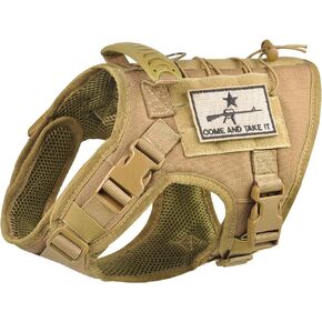 Tactical Dog Vest Harness, Outdoor Training Service Dog Vest Adjustable Military Working Dog Vest with Molle System and Rubber Handle (S=19.7"-22.8" Chest (Adjustable), Khaki)