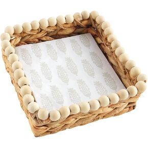 Mud Pie Water Hyacinth Cocktail Napkin, Water Hyacinth, 12 Pack Napkin | Basket 6" x 1.75", Cream in Saudi Arabia