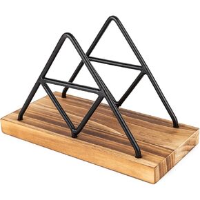 Agirlvct Napkin Holder for Table, Standing Vintage Farmhouse Napkin Holder, Steel and Wooden Base Kitchen & Dining Room Decor in Kuwait