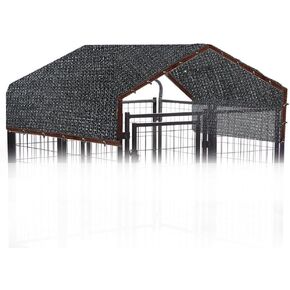 10ft x 10ft Dog Kennel Cover Tarp Mesh Shade Panel - Black Mesh Sunblock Shade Tarp Panel Sunblock Garden Mesh UV Resistant Net for Outdoor Dog Kennel