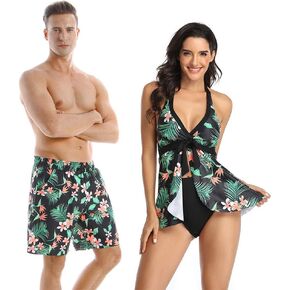 Matching Swimsuit for Couples, Mens Swim Trunks Women Tankini Couples Matching Swimwear