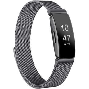 Amzpas Bands Compatible with Fitbit Inspire 2 & Fitbit Inspire HR & Fitbit Inspire & Fitbit Ace 2, Breathable Stainless Steel Loop Mesh Magnetic Adjustable Wristband for Women Men