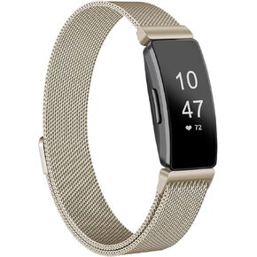 أساور Amzpas متوافقة مع Fitbit Inspire 2 وFitbit Inspire HR وFitbit Inspire & Fitbit Ace 2، سوار معصم مغناطيسي قابل للتعديل من الفولاذ المقاوم للصدأ قابل للتنفس للنساء والرجال