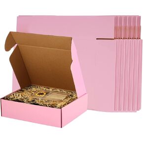 11x9x3 Inch Pink Shipping Boxes Pack of 26, Pink Corrugated Cardboard Mailer Box, Literature Mailer for Small Business (Pink)